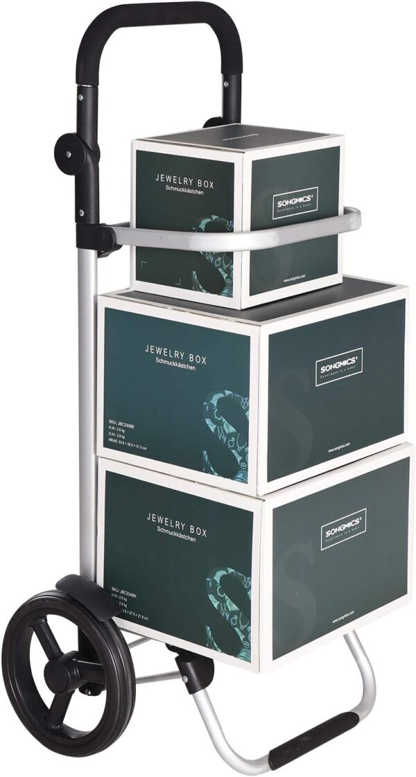 SONGMICS Carucior de cumparaturi piata, pliabil, compartiment frigorific, multifunctional, 44x35x100 cm, gri - imagine 8