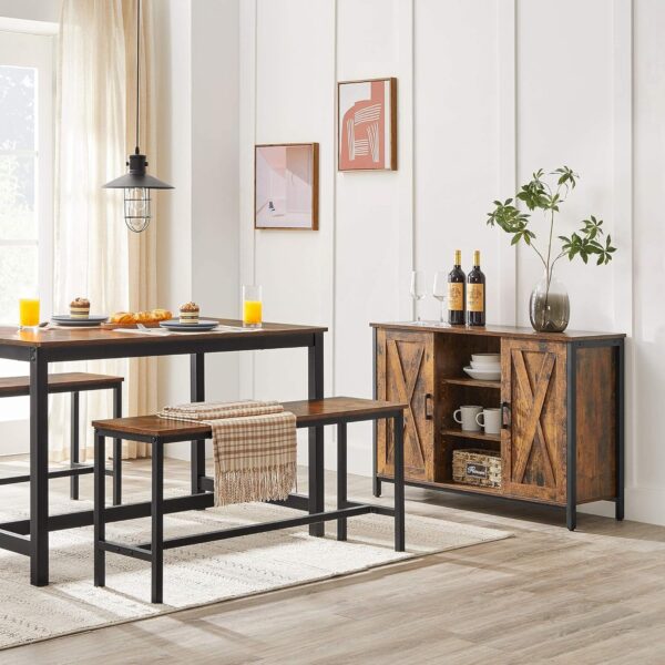 VASAGLE Masa de bucatarie pentru 4 persoane, cadru metalic, stil industrial, 120x75x75 cm, maro rustic - imagine 7