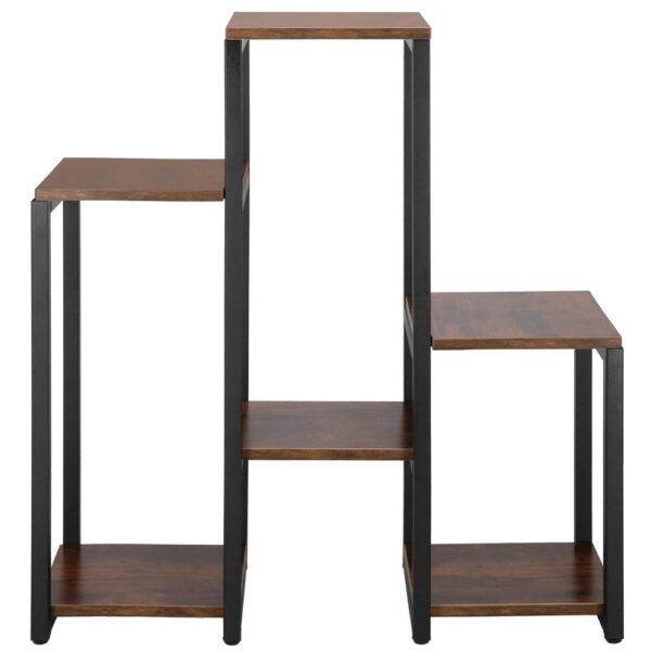 Suport pentru flori, 79x69x24 cm, negru/maro inchis – 6 rafturi, cadru metalic, design modern - imagine 5