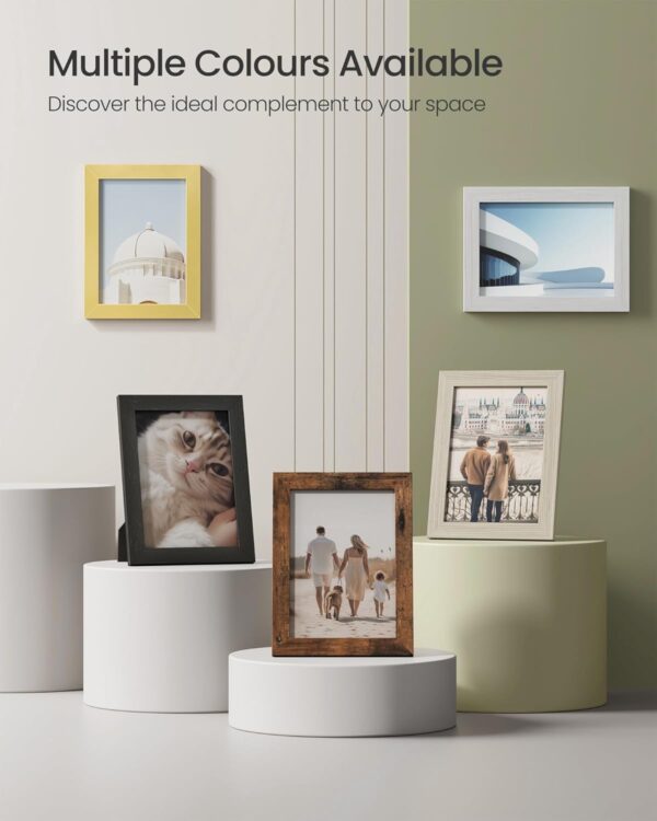 SONGMICS set rame foto 10 buc, 28x24 / 21x16 / 18x13 cm, negru, montaj perete sau birou, MDF si plastic - imagine 3
