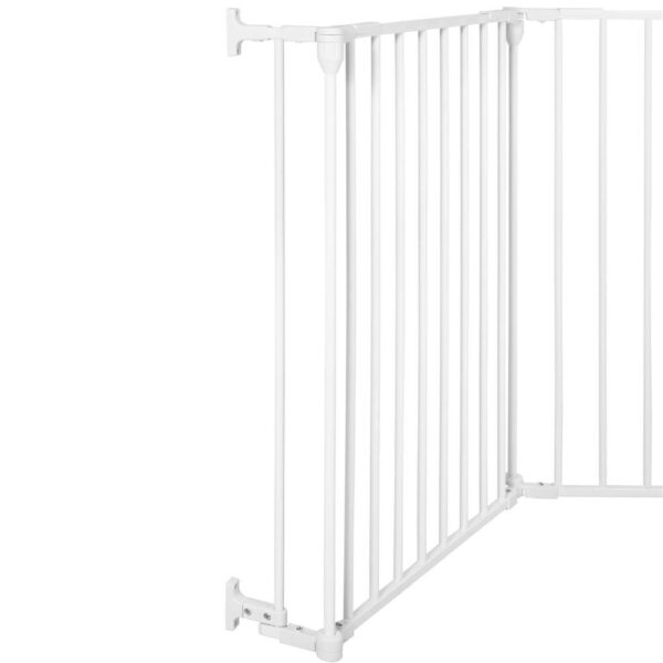 Bariera de protectie pentru copii, 318x75 cm, alba – 5 panouri, poarta cu blocare, montaj pe perete - imagine 16