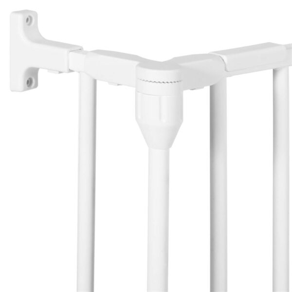 Bariera de protectie pentru copii, 318x75 cm, alba – 5 panouri, poarta cu blocare, montaj pe perete - imagine 17