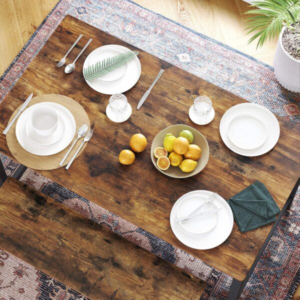 VASAGLE Masa de bucatarie pentru 4 persoane, cadru metalic, stil industrial, 120x75x75 cm, maro rustic - imagine 9