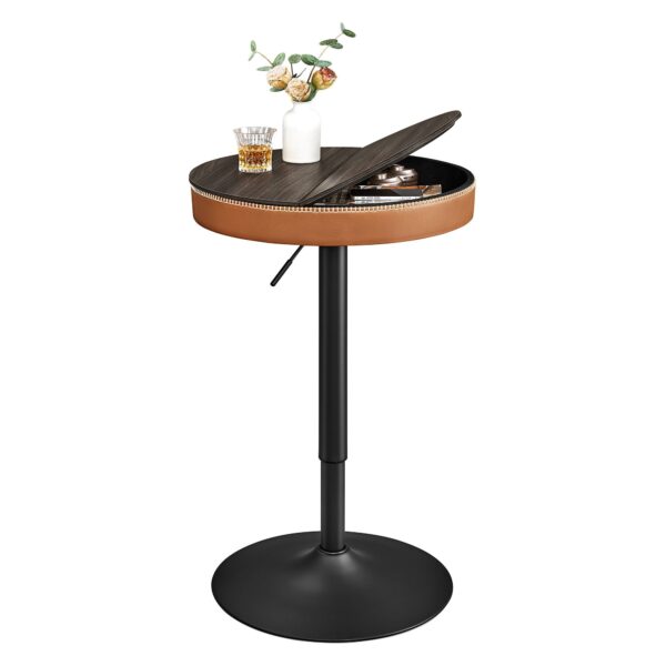 VASAGLE Masa de bar maro caramel, 59x59x(83-105) cm – inaltime reglabila, compartiment de depozitare - imagine 2