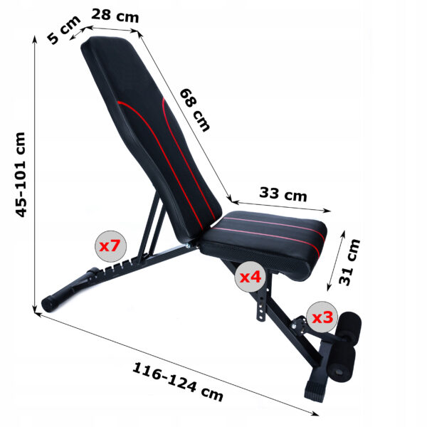 RESIGILAT: Banca multifunctionala antrenament fitness, spatar reglabil 7 trepte, sarcina maxima 200 kg - imagine 13