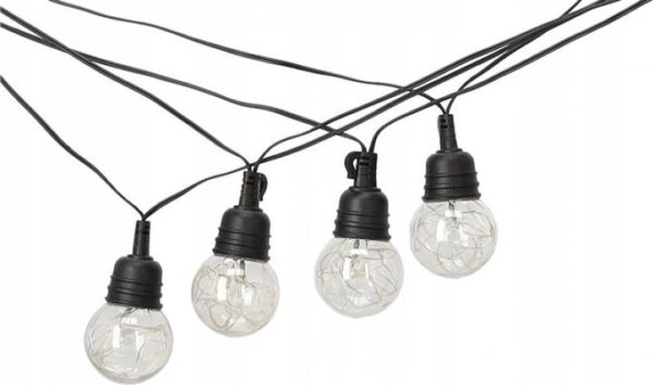 Ghirlanda luminoasa decorativa pentru exterior, alimentare la priza, 10 metri, 10 becuri LED cu iluminare calda 3000K, IP44 - imagine 2