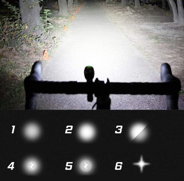 Lampa LED pentru bicicleta, reincarcabila USB, rezistenta la apa, 2200 mAh, autonomie pana la 15 ore - imagine 3