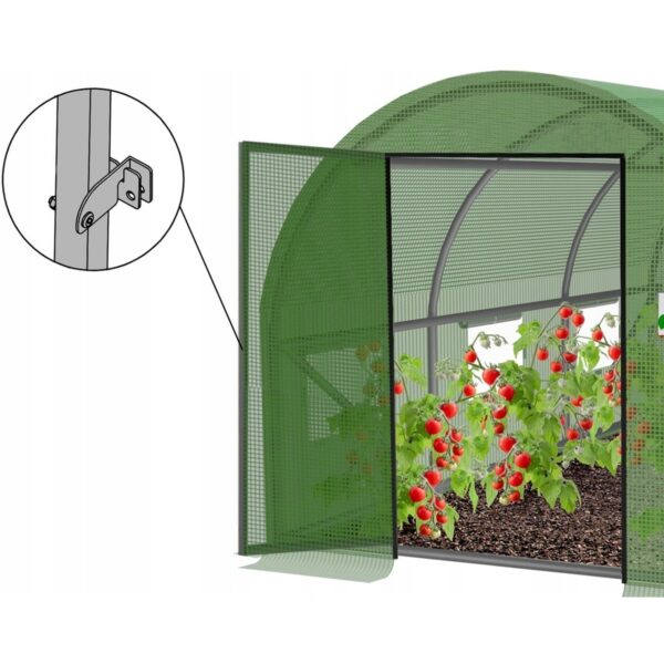 Sera de gradina, tip tunel cu cadru metalic, 300x600 cm, verde, 18 mp, usa cu cadru metalic - imagine 2