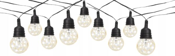 Ghirlanda luminoasa decorativa pentru exterior, alimentare la priza, 10 metri, 10 becuri LED cu iluminare calda 3000K, IP44 - imagine 3