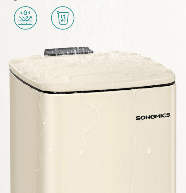 SONGMICS Cos de gunoi pentru baie, cu pedala si soft-close, 6 litri, bej - imagine 4