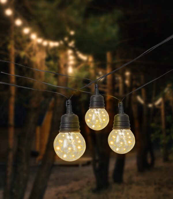 Ghirlanda luminoasa decorativa pentru exterior, alimentare la priza, 10 metri, 10 becuri LED cu iluminare calda 3000K, IP44 - imagine 4
