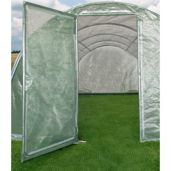 Sera de gradina, tip tunel cu cadru metalic, 300x600 cm, verde, 18 mp, usa cu cadru metalic - imagine 4