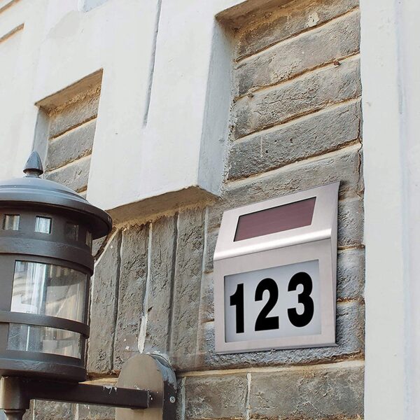 Lampa solara LED afisare numar de casa, inox, kit montare inclus, 20x18x3 cm - imagine 4