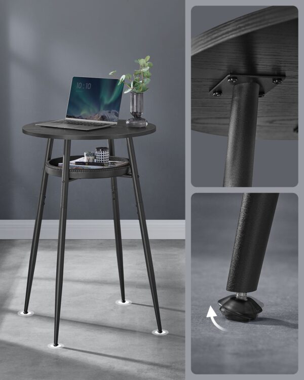 VASAGLE Masa de bar neagra, 70x70x91 cm – design elegant cu piele artificiala, blat 60 cm, stabila si usor de asamblat - imagine 6