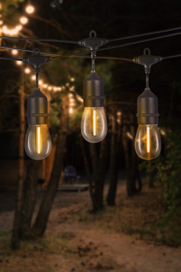 Ghirlanda luminoasa decorativa pentru exterior, alimentare la priza, 10 metri, 10 becuri LED cu iluminare calda 3000K, IP 44 - imagine 2