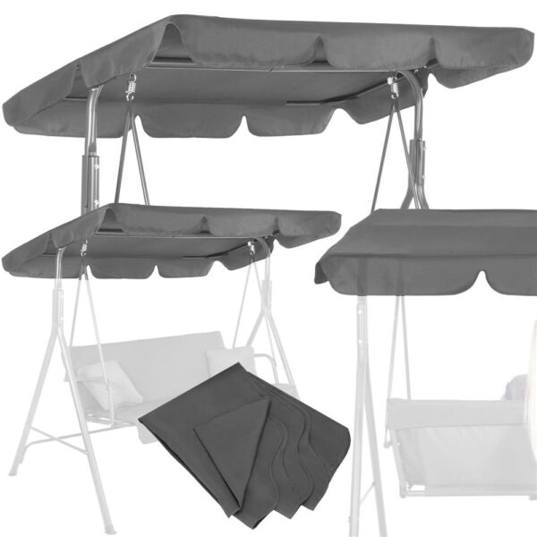 Husa din panza pentru leagan de gradina mare, viziera acoperis, 220x115 cm, gri - imagine 6