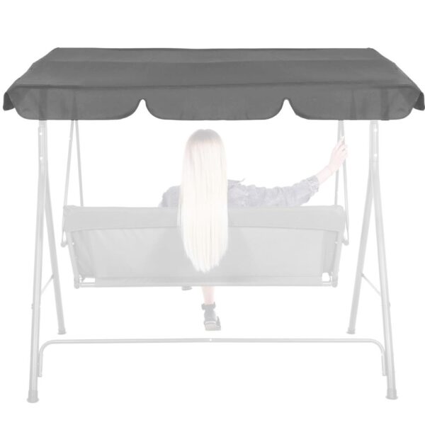Husa din panza pentru leagan de gradina mare, viziera acoperis, 220x115 cm, gri - imagine 7