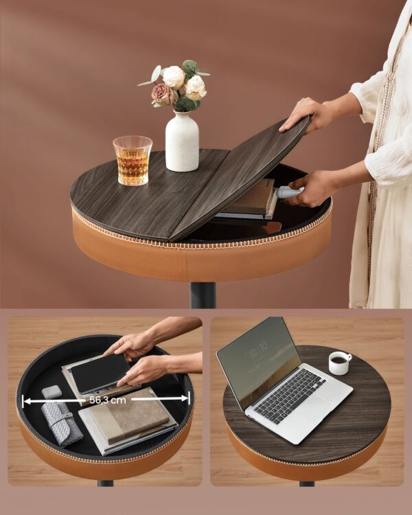 VASAGLE Masa de bar maro caramel, 59x59x(83-105) cm – inaltime reglabila, compartiment de depozitare - imagine 6