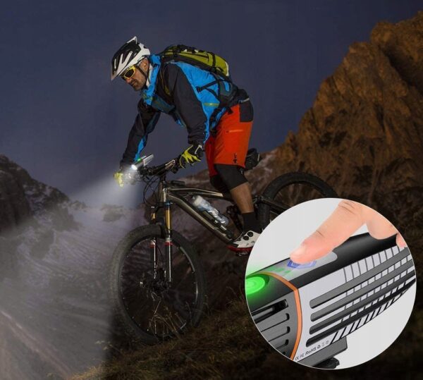 Lampa LED pentru bicicleta, reincarcabila USB, rezistenta la apa, 2200 mAh, autonomie pana la 15 ore - imagine 8