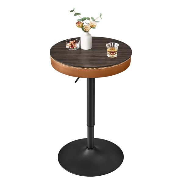 VASAGLE Masa de bar maro caramel, 59x59x(83-105) cm – inaltime reglabila, compartiment de depozitare - imagine 8