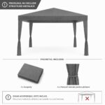 Acoperis pavilion 300x300 cm, PE 100g/mp impermeabil, cu prindere velcro, gri