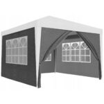 Pereti laterali pavilion 295x195 cm, set 4 bucati, cu ferestre si usa, PE impermeabil, gri