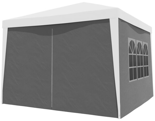 Pereti laterali pavilion 295x195 cm, set 4 bucati, cu ferestre si usa, PE impermeabil, gri - imagine 10
