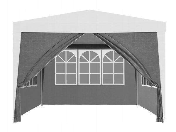 Pereti laterali pavilion 295x195 cm, set 4 bucati, cu ferestre si usa, PE impermeabil, gri - imagine 2