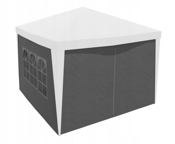 Pereti laterali pavilion 295x195 cm, set 4 bucati, cu ferestre si usa, PE impermeabil, gri - imagine 5