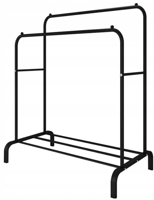 Suport metalic pentru haine 110x55x145 cm, cu bara dubla si raft pentru incaltaminte, negru - imagine 4
