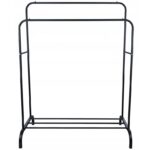 Suport metalic pentru haine 110x55x145 cm, cu bara dubla si raft pentru incaltaminte, negru