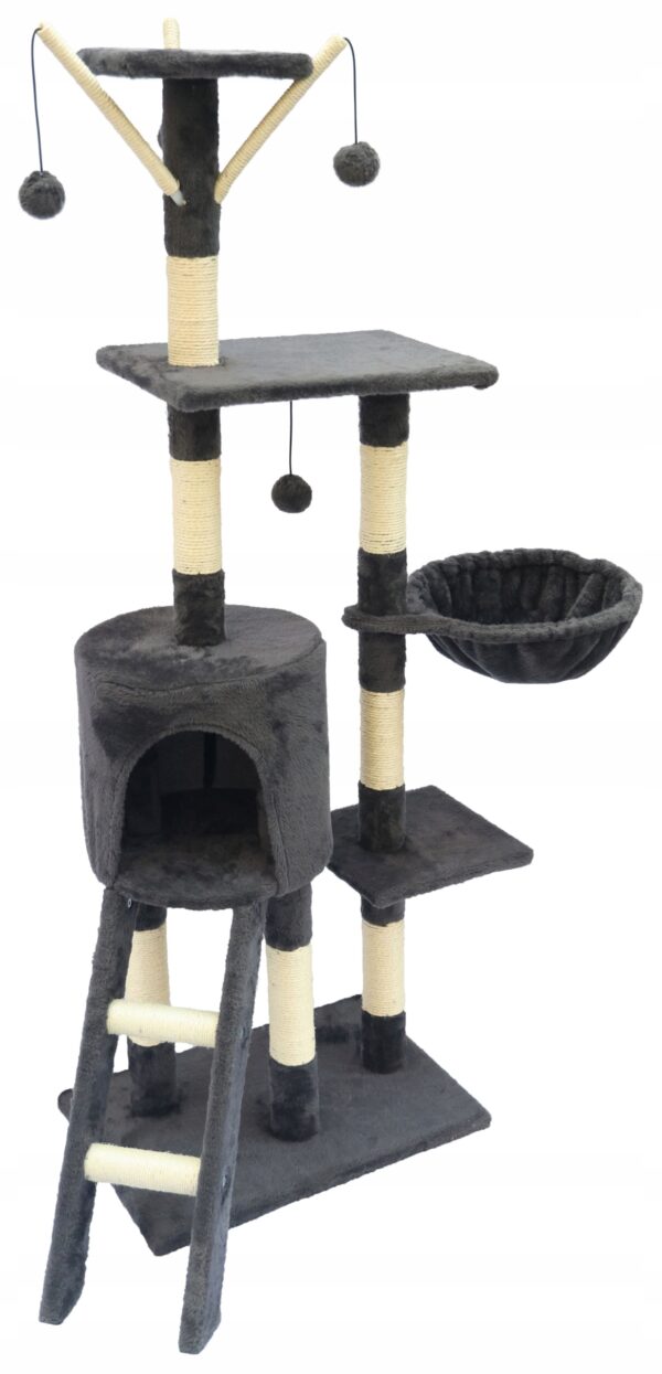 Ansamblu de joaca pentru pisici 51x36x138 cm, cu 6 niveluri, sisal si jucarii, negru - imagine 2