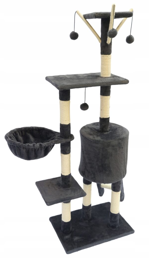 Ansamblu de joaca pentru pisici 51x36x138 cm, cu 6 niveluri, sisal si jucarii, negru - imagine 8