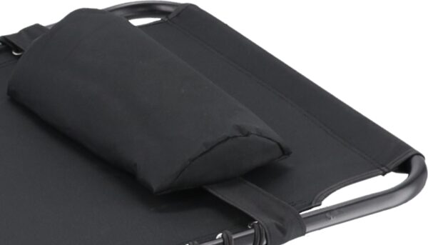 Sezlong pliabil 190x58x30 cm, cu spatar reglabil, perna si buzunar lateral, cadru metalic, negru - imagine 4