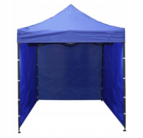 Cort tip pavilion cu 3 pereti laterali, structura solida otel si acoperis impermeabil PVC, 3x3 m cu inaltime reglabila, albastru - imagine 14