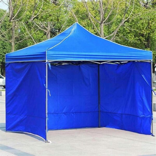 Cort tip pavilion cu 3 pereti laterali, structura solida otel si acoperis impermeabil PVC, 3x3 m cu inaltime reglabila, albastru - imagine 15