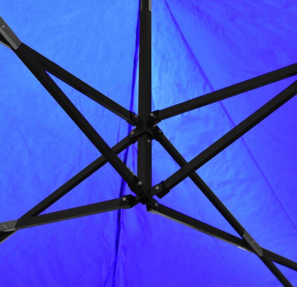 Cort tip pavilion cu 3 pereti laterali, structura solida otel si acoperis impermeabil PVC, 3x3 m cu inaltime reglabila, albastru - imagine 4