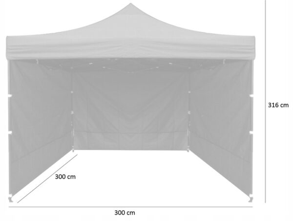 Cort tip pavilion cu 3 pereti laterali, structura solida otel si acoperis impermeabil PVC, 3x3 m cu inaltime reglabila, verde - imagine 7