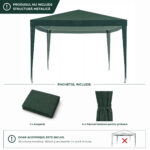 Acoperis pavilion 300x300 cm, PE 100g/mp impermeabil, cu prindere velcro, verde