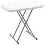 Masa pliabila 76x50 cm, inaltime reglabila 36-71 cm, pentru terasa, gradina sau camping, HDPE alb