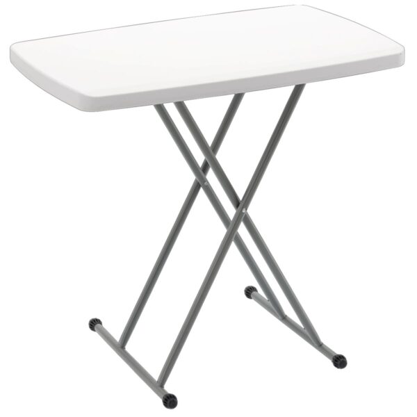 Masa pliabila 76x50 cm, inaltime reglabila 36-71 cm, pentru terasa, gradina sau camping, HDPE alb