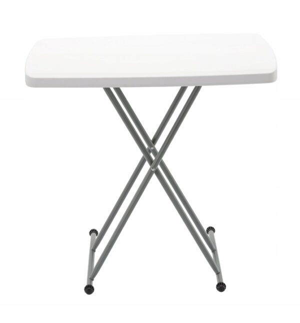 Masa pliabila 76x50 cm, inaltime reglabila 36-71 cm, pentru terasa, gradina sau camping, HDPE alb - imagine 7