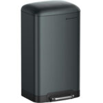 SONGMICS Cos de gunoi 34x25x61 cm, 30L, cu pedala, capac soft-close si galeata detasabila, verde-gri