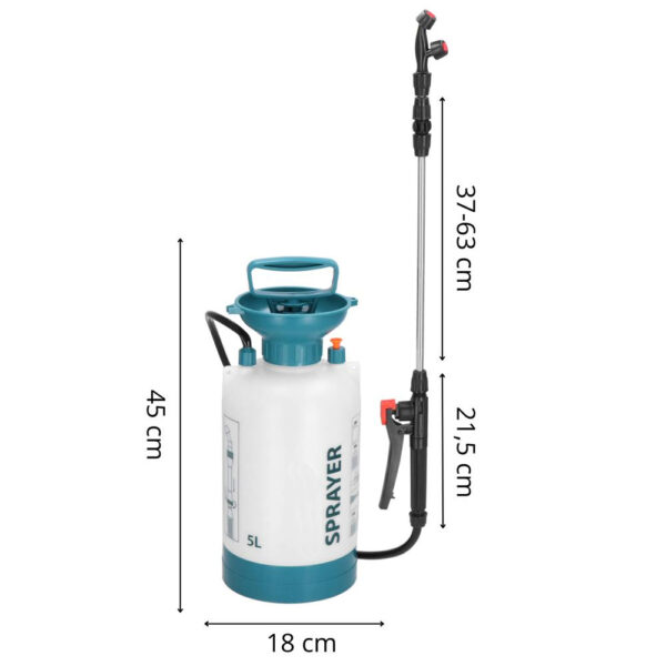 Pompa de stropit manual 5L cu lance reglabila 63 cm, 2 duze si curea de umar - imagine 22