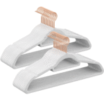 SONGMICS Set 30 umerase catifea cu carlig rotativ, 44x24 cm, alb