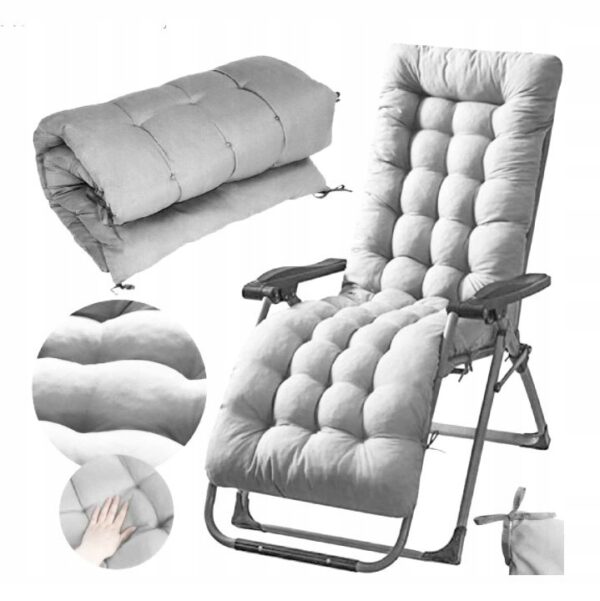 Perna sezlong 145x52 cm, impermeabila, cu snururi de prindere, textil rezistent, gri - imagine 2