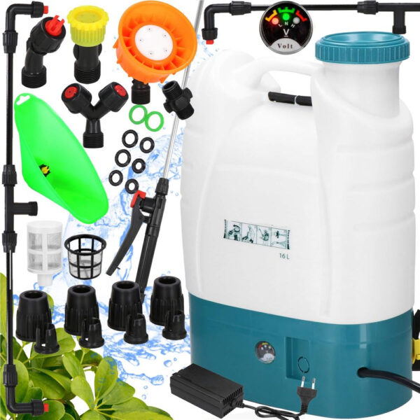 Pompa de stropit electric rucsac 16L, cu acumulator, 6 duze, lance telescopica si presiune reglabila - imagine 2