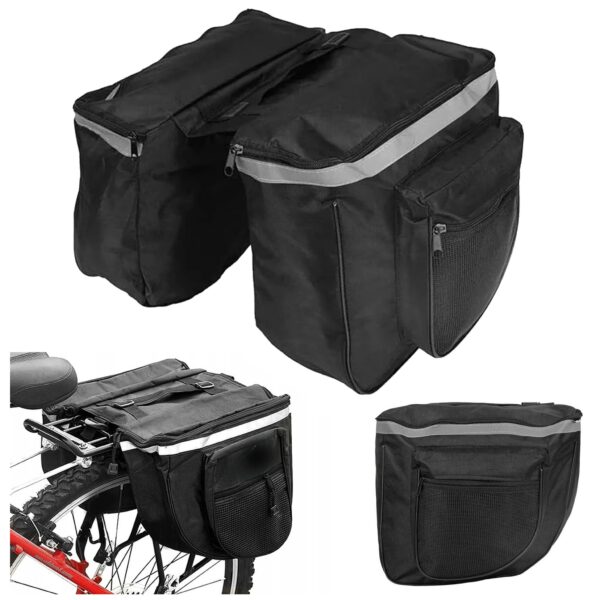 Geanta bicicleta spate 34x12x32 cm, 20L, poliester impermeabil, prindere pe portbagaj, negru - imagine 9