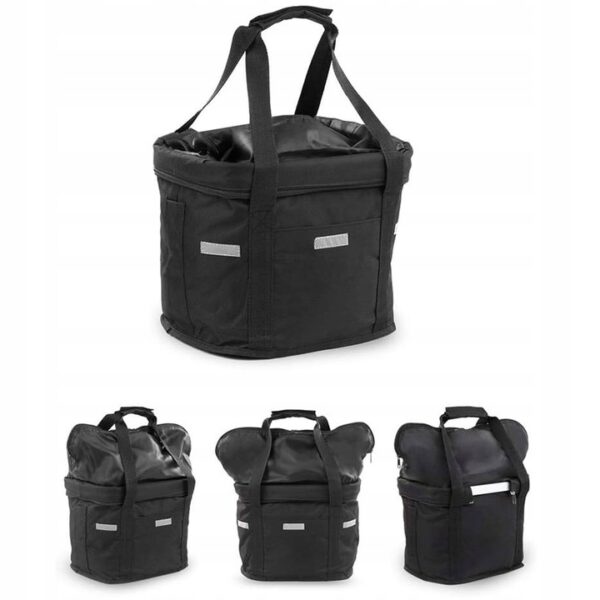 Cos bicicleta fata 34x24x25 cm, aluminiu si material textil, sistem click, cu husa ploaie, negru - imagine 8