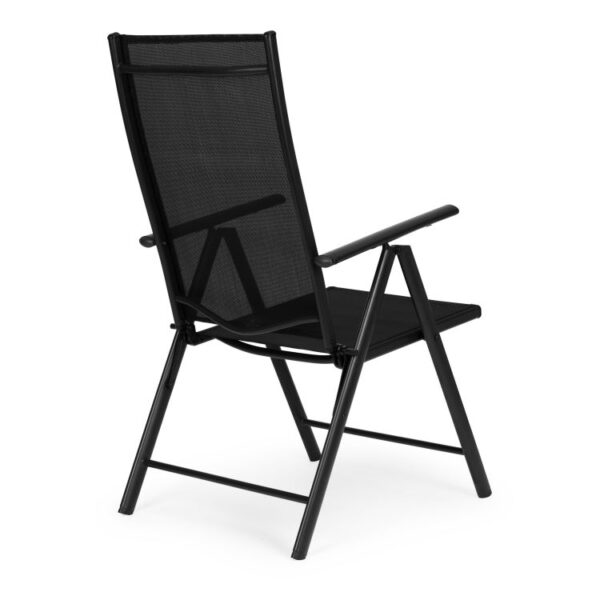 Set 4 scaune gradina 70x57x106 cm, pliante cu spatar reglabil 7 pozitii, structura otel si textilena, negru - imagine 10